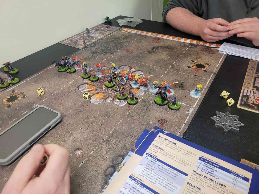 Players enjoying a game of Blood Bowl at The Goblins' Nook Southampton