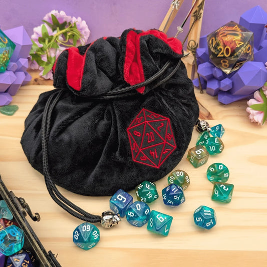Large Dice Sacks - Black and Red