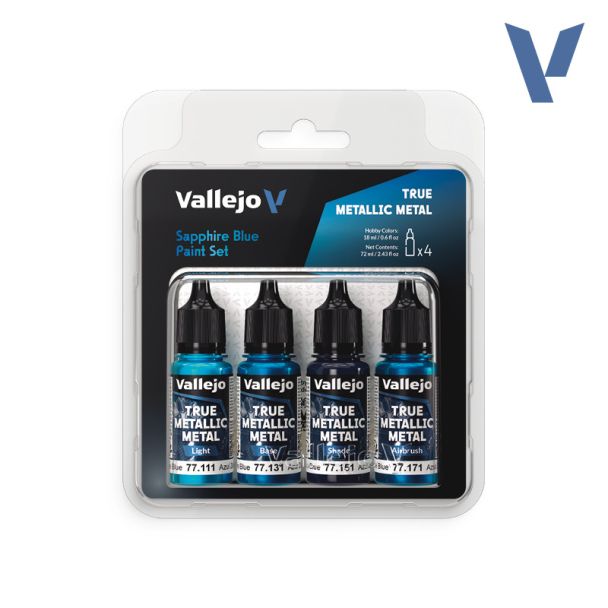 Vallejo True Metallic Metals - Sapphire Blue Paint Set