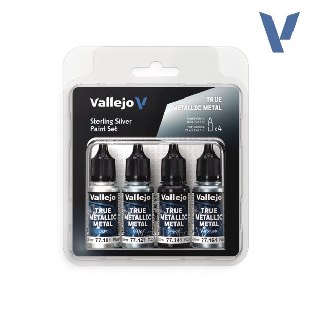 Vallejo True Metallic Metals - Sterling Silver Paint Set